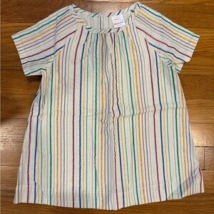 Hanna Andersson sz90 (3) metallic, rainbow Striped Tee, summer, lightly lined
